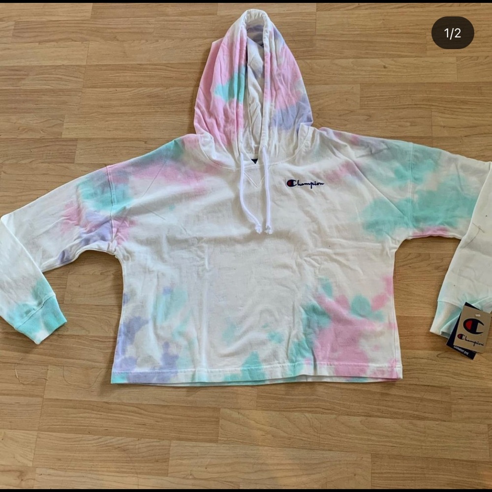 CHAMPION Tie Dye Cropped Sweatshirt